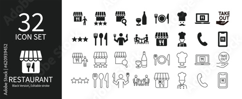 Icon set related to restaurants
