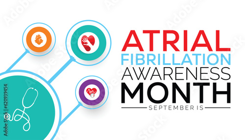 National Atrial Fibrillation (AFIB) Awareness Month is observed every year in September. banner design template Vector illustration background design.