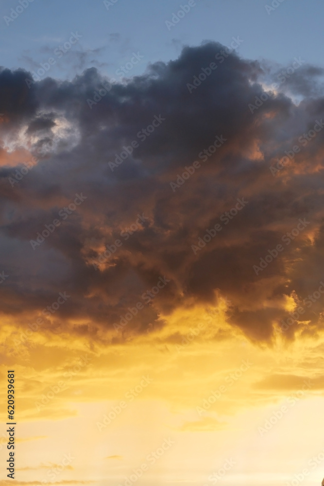 Beautiful sky with Sunset and the clouds for nature Background.