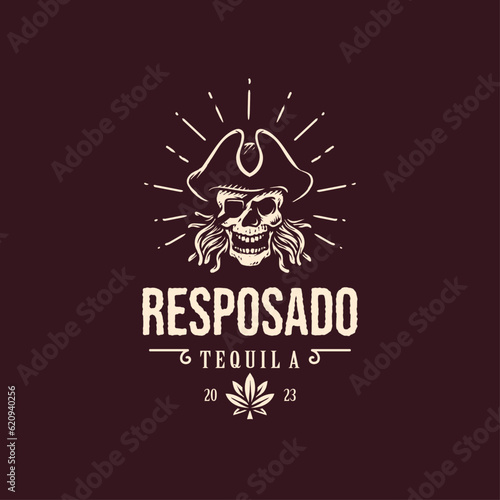 pirate skull tequila logo design