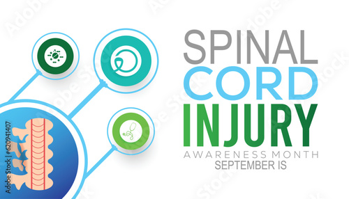 Spinal Cord injury awareness month is observed every year in September. banner design template Vector illustration background design.