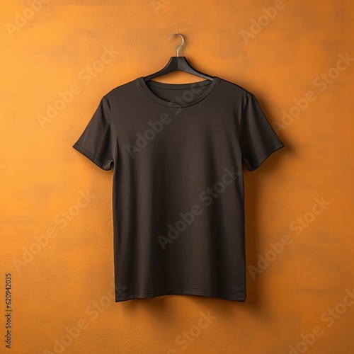 Illustration of a black plain t-shirt mockup, AI-Generated