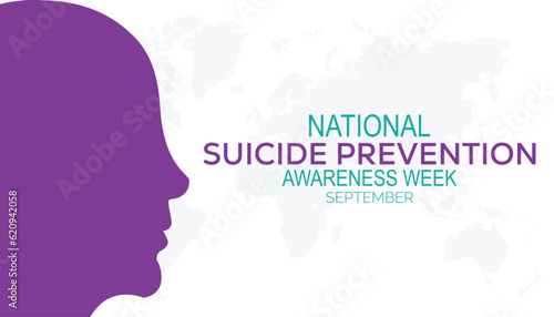 Vector illustration on the theme of National suicide prevention week observed each year during September banner, Holiday, poster, card and background design. © Rabin