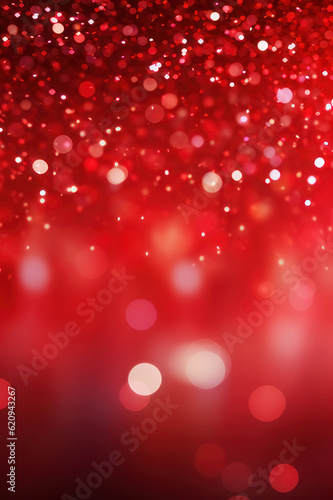 Abstract red background with bokeh and sparkles, vertical background. AI generative.