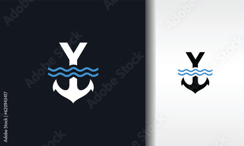 letter Y anchor water logo