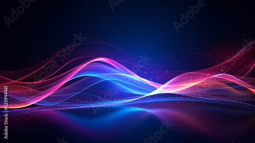 Abstract blue and purple waves on dark background. Vector illustration for your design