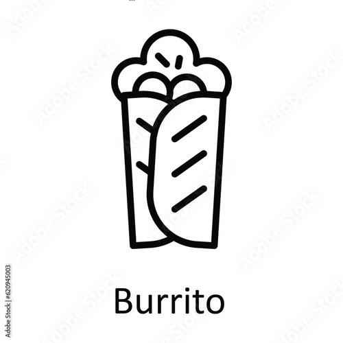Burrito Vector outline Icon Design illustration. Food and drinks Symbol on White background EPS 10 File
