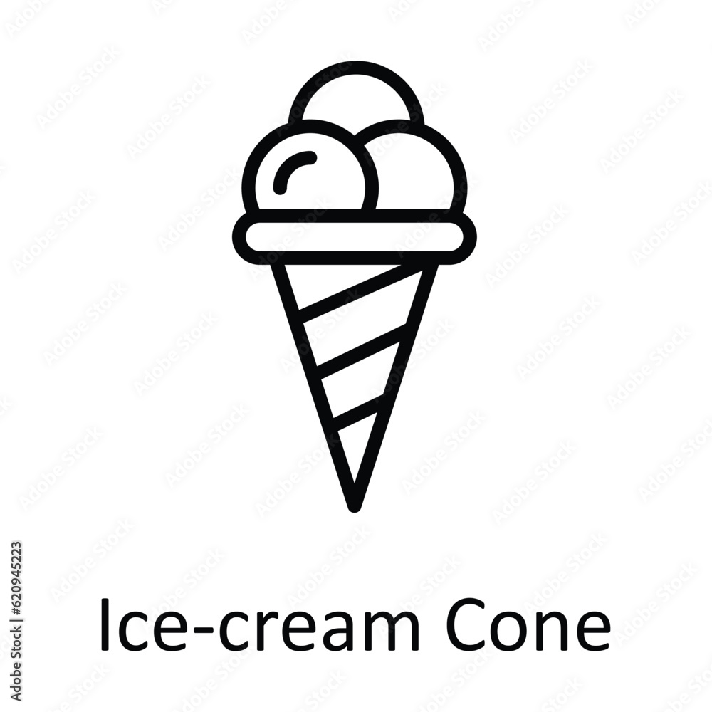 Ice-cream Cone Vector outline Icon Design illustration. Food and drinks Symbol on White background EPS 10 File Ice-cream Cone Vector outline Icon Design illustration. Food and drinks Symbol on White background EPS 10 File