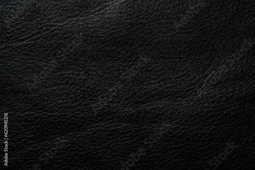 Genuine black cowhide leather background full grain leather texture photo