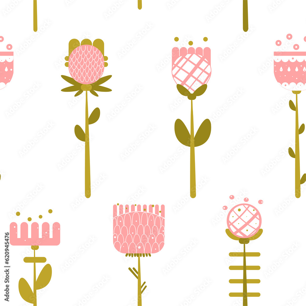 Seamless pattern modern bright geometric character woman flowers Seamless pattern modern bright geometric character woman flowers