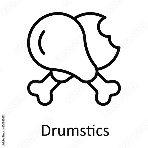 Drum stick Vector outline Icon Design illustration. Food and drinks Symbol on White background EPS 10 File