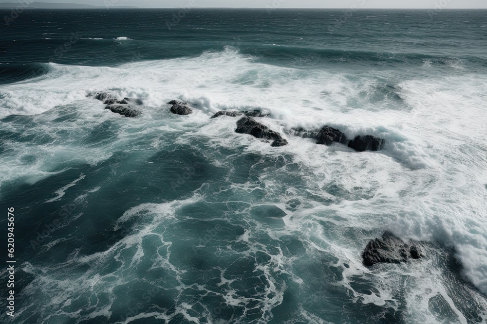 Fototapeta premium Top View of Ocean and Beach Landscape as a Background