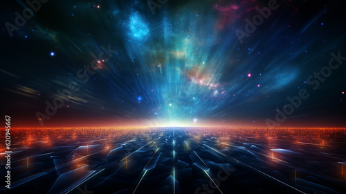 Futuristic space background with stars and nebula, 3d rendering