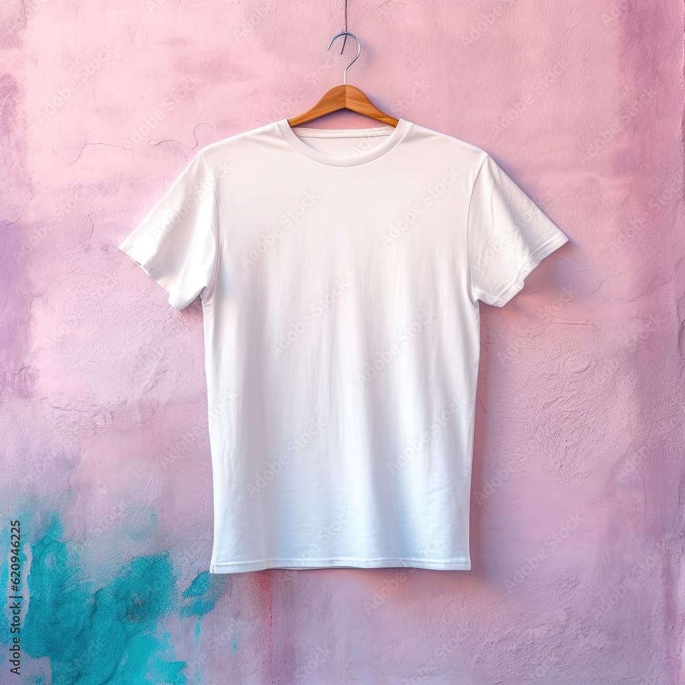 Illustration of a white plain t-shirt mockup, AI Generated..