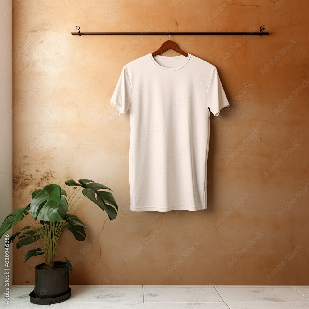 Illustration of a white plain t-shirt mockup, AI Generated. Illustration of a white plain t-shirt mockup, AI Generated.