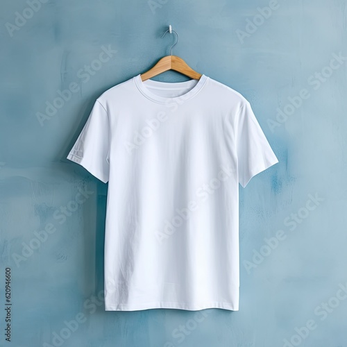 Illustration of a white plain t-shirt mockup, AI Generated.