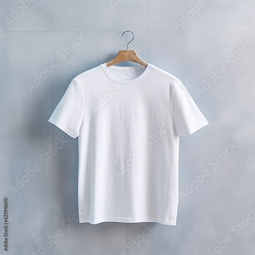 Illustration of a white plain t-shirt mockup, AI Generated.