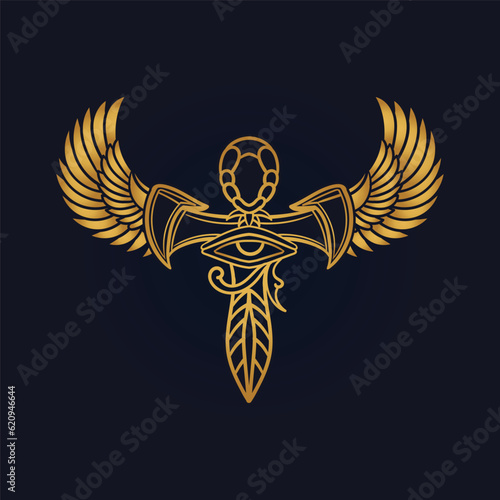 Ankh Sun God Ra Egyptian wings