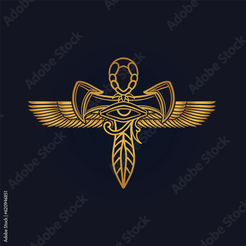 Ankh Sun God Ra Egyptian wings