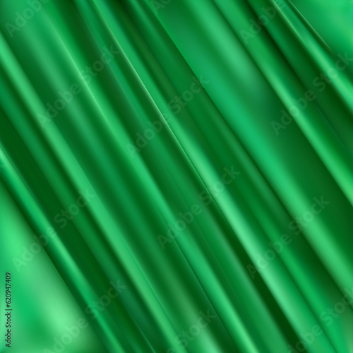 Green satin background image with wrinkles and smooth waves. eps 10