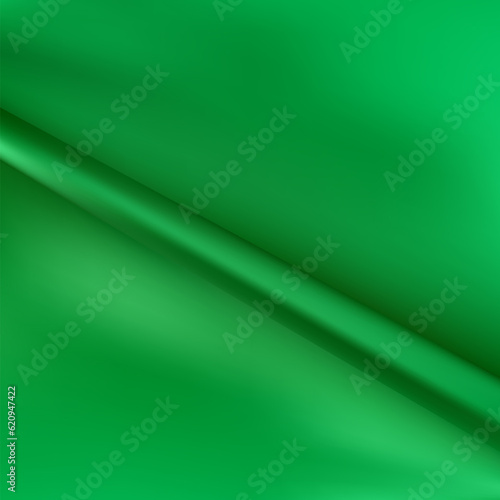 Green wrinkled fabric. Silk, satin and other types of fabric. eps 10