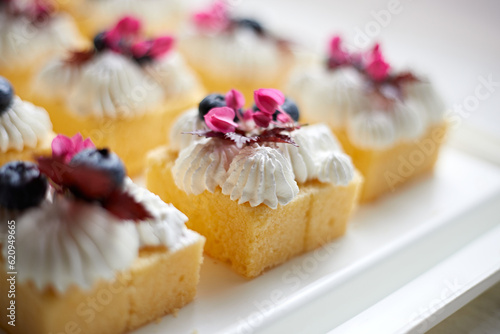 mini butter cake with whipped cream