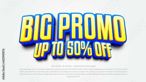 Big sale promo 3d style editable text effect