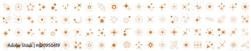 Stars line art icon. Sparkle star icons. Shine icons