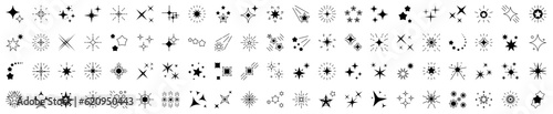 Stars line art icon. Sparkle star icons. Shine icons