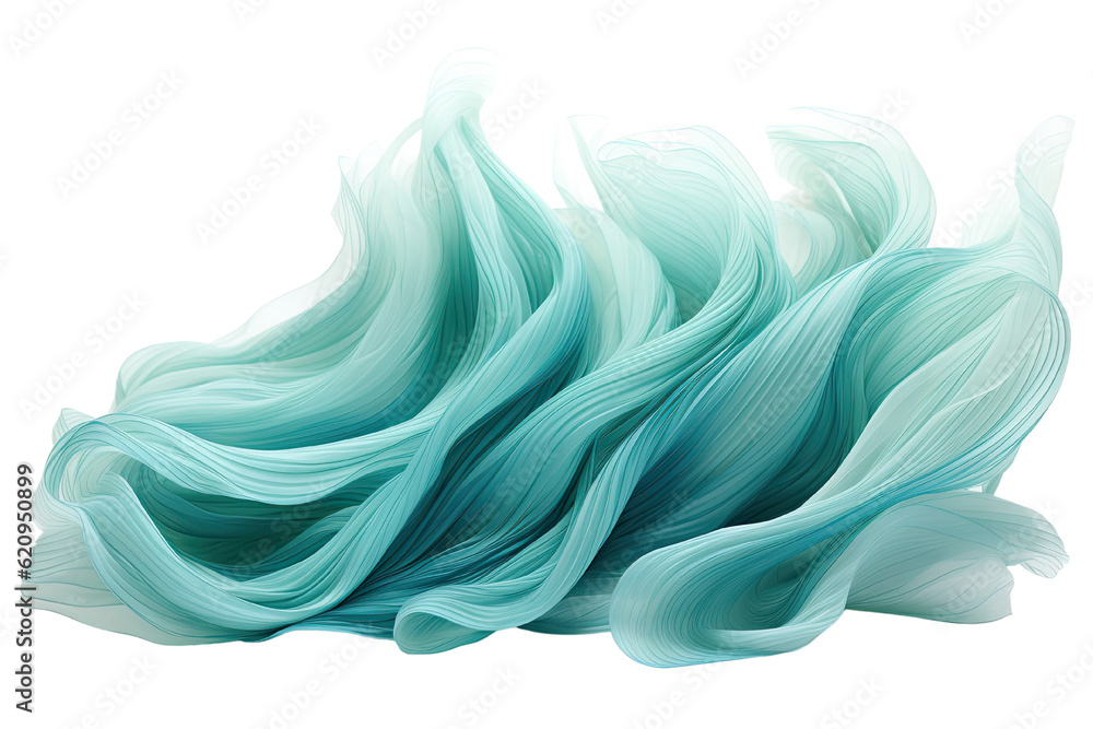 Fototapeta premium a hypnotic interweaving of mint green and seafoam blue abstract shape, generative ai