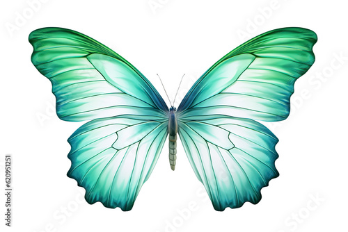 a whimsical blend of mint green and seafoam blue butterfly, generative ai photo