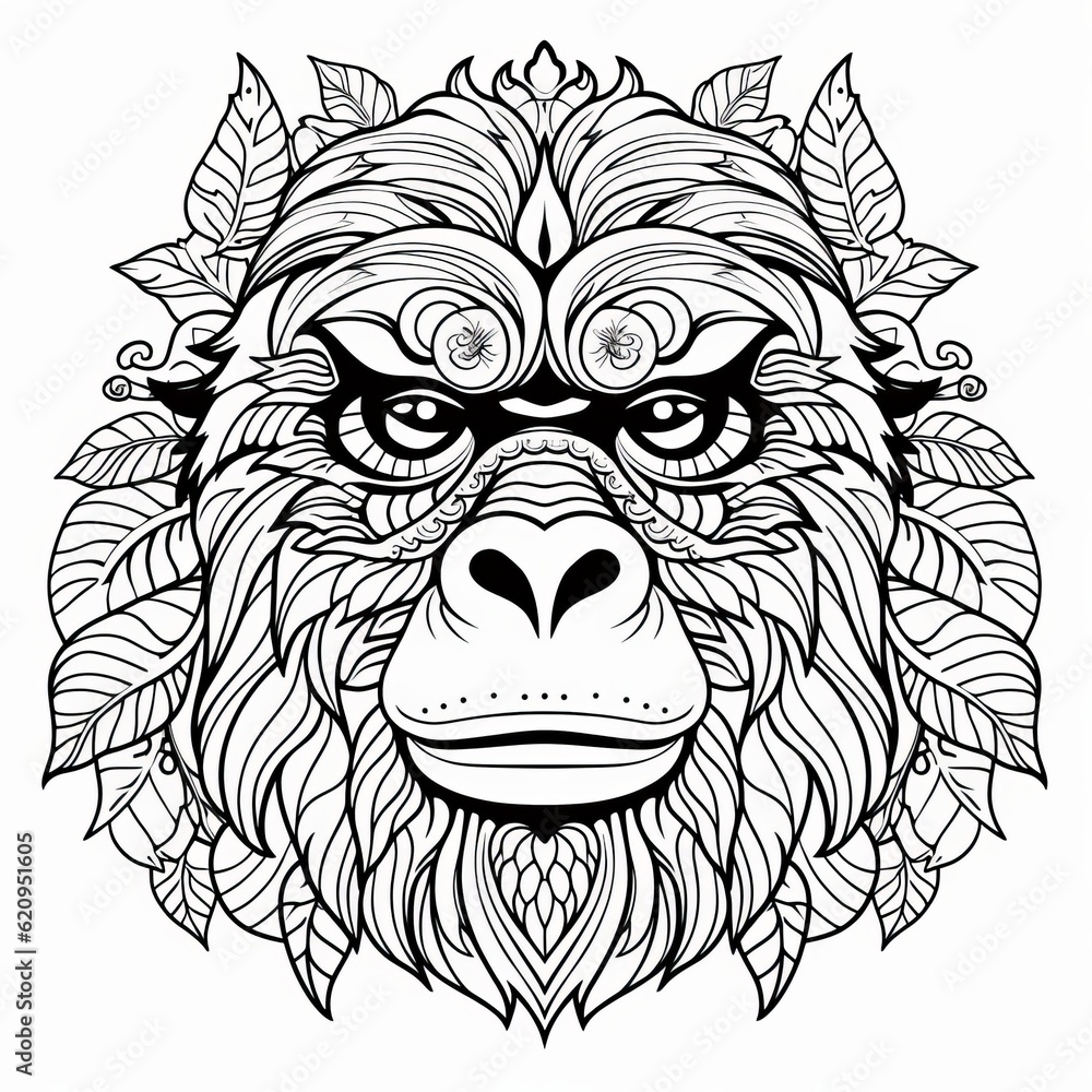 Obraz premium Gorilla Mandala, Generative AI