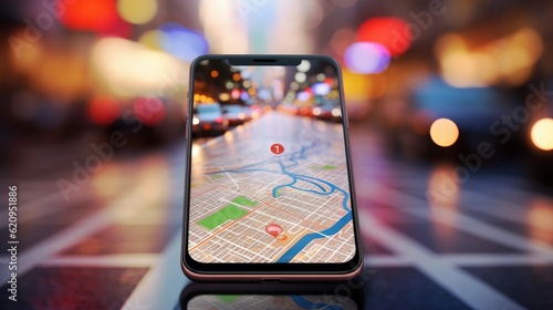 Smartphone with GPS navigator Generative AI