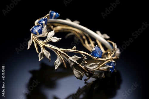 Elegant Sapphire Pendant Gold and Silver Blend of Beauty. Generative AI