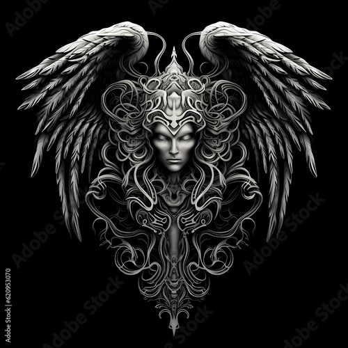 queen angel and wings tattoo illustration photo