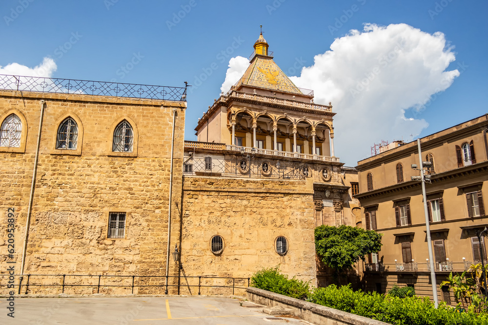 View of the Porta Nuova in Palermo, Sicily, Italy