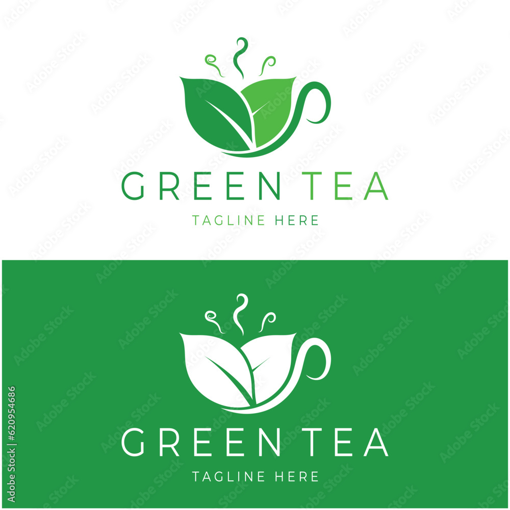 Tea cup logo vector design.Green tea vector logo template. Tea cup logo vector design.Green tea vector logo template.