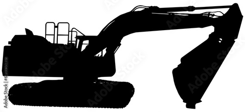 silhouette of a excavator in black, isolated 