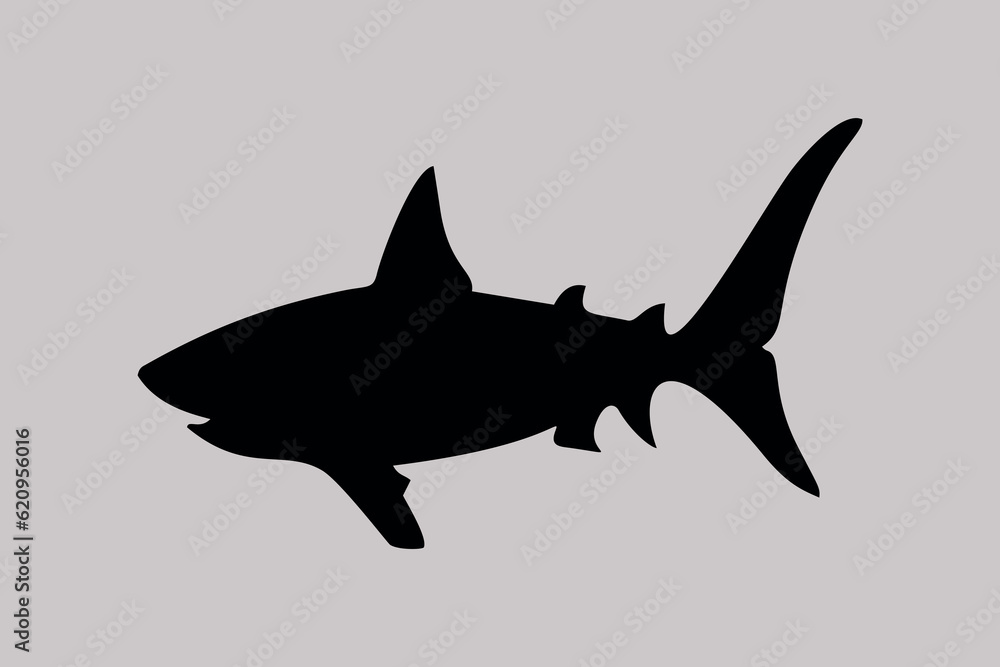 Obraz premium black shark icon on a gray background