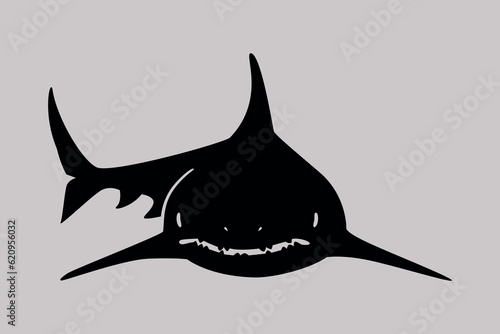 black shark icon on a gray background