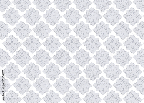 Floral Pattern. White and grey ornament for fabric