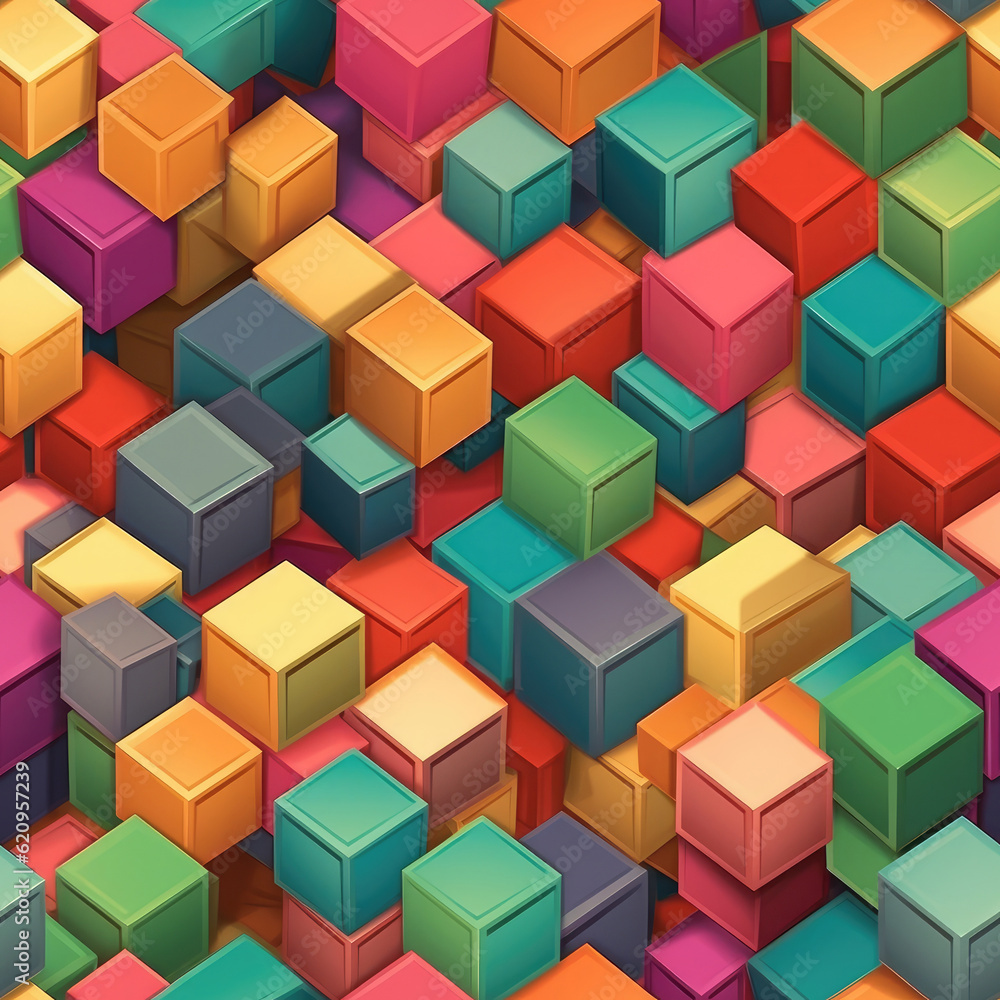 Illustration of colorful boxes background image, AI generated Illustration of colorful boxes background image, AI generated