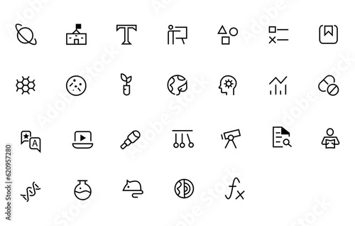 School and education icon set. Outline icons collection. Editable stroke.