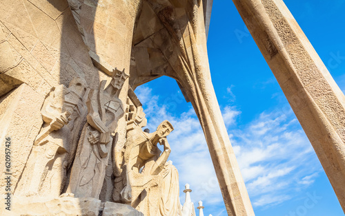 Detail of Sagrada Familia interior in Barcelona