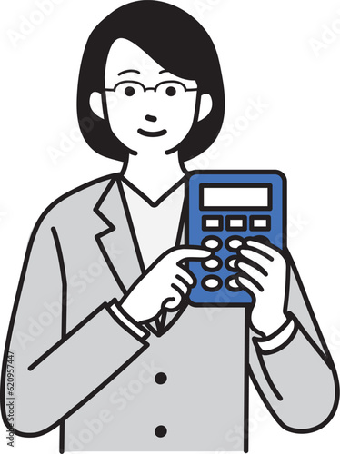 会計士　税理士をイメージした女性の上半身のイラスト
