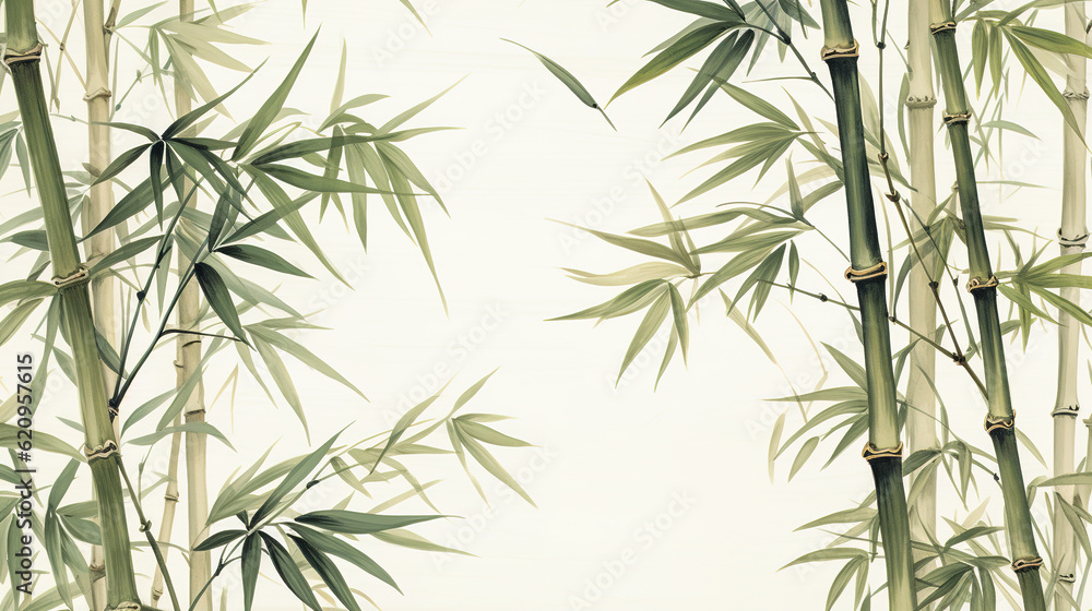 Bamboo trees painting background illustration. Digital illustration generative AI. Bamboo trees painting background illustration. Digital illustration generative AI.