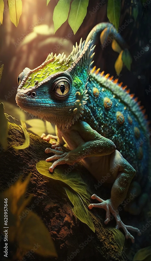 Obraz premium iguana on a tree