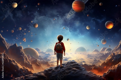 Cosmic Adventure Children's Fantasy Tale of Planets and Space. Generative AI