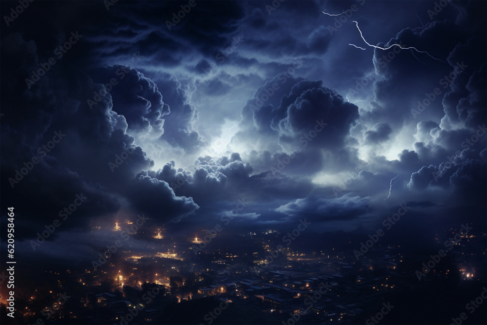 best view city lights with cloud illustration