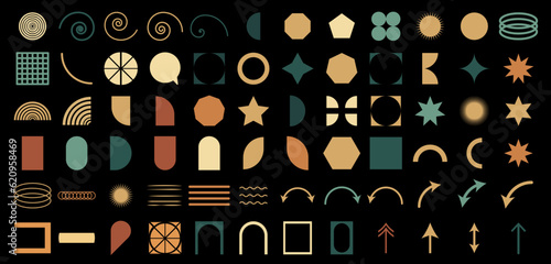 Brutalistic geometric shapes, grids, abstract elements. Contemporary star formation, spiral flower, primitive components. Embracing the aesthetics of Swiss design, Bauhaus, Memphis design. SSTKbold